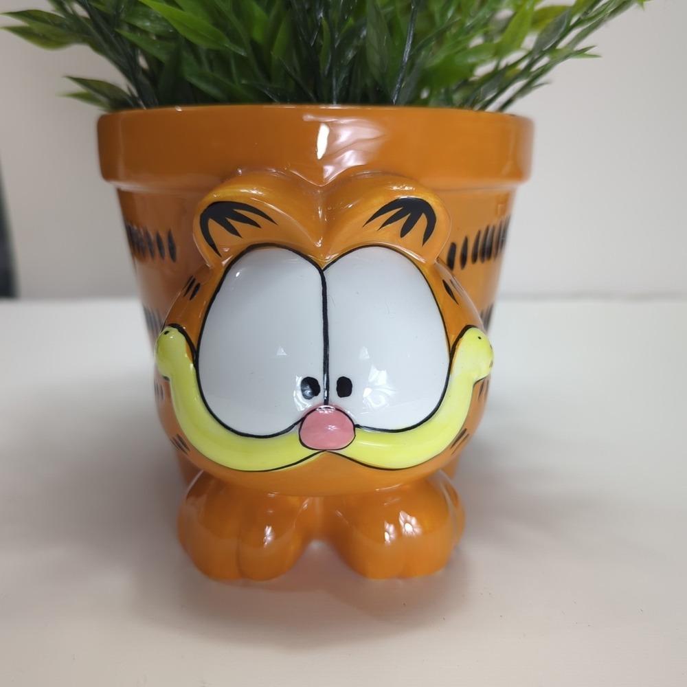 Garfield Collectible Ceramic Flower Pot Planter Rare Excellent